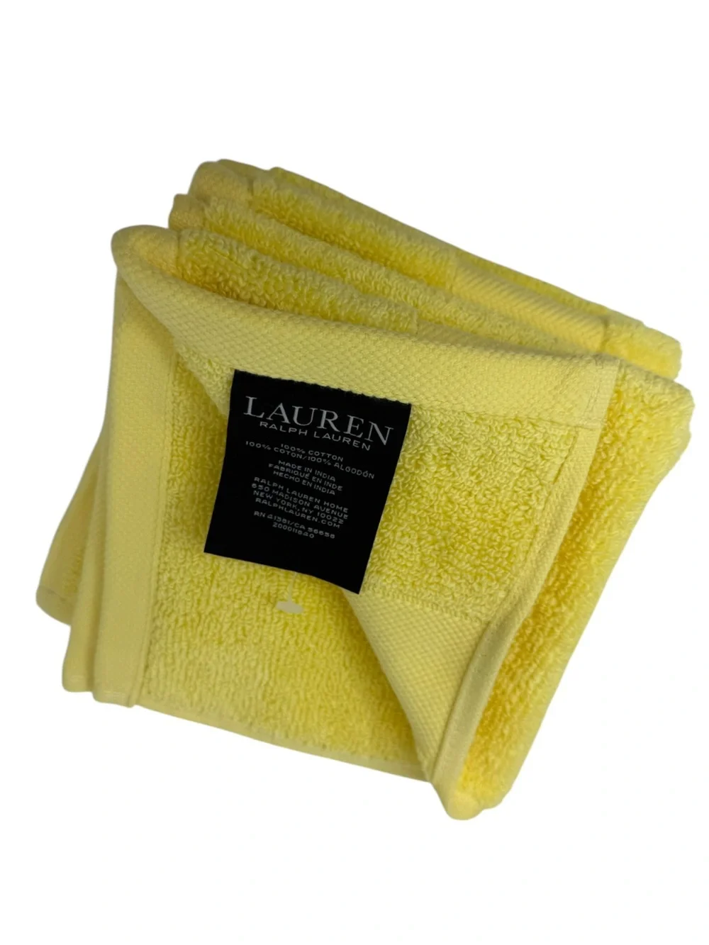 Lauren Ralph Lauren set of 4 Washcloths Wash cloths Canary yellow cotton NWT